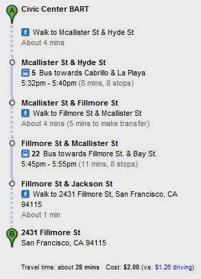 Directions from the Civic Center Bart Station.